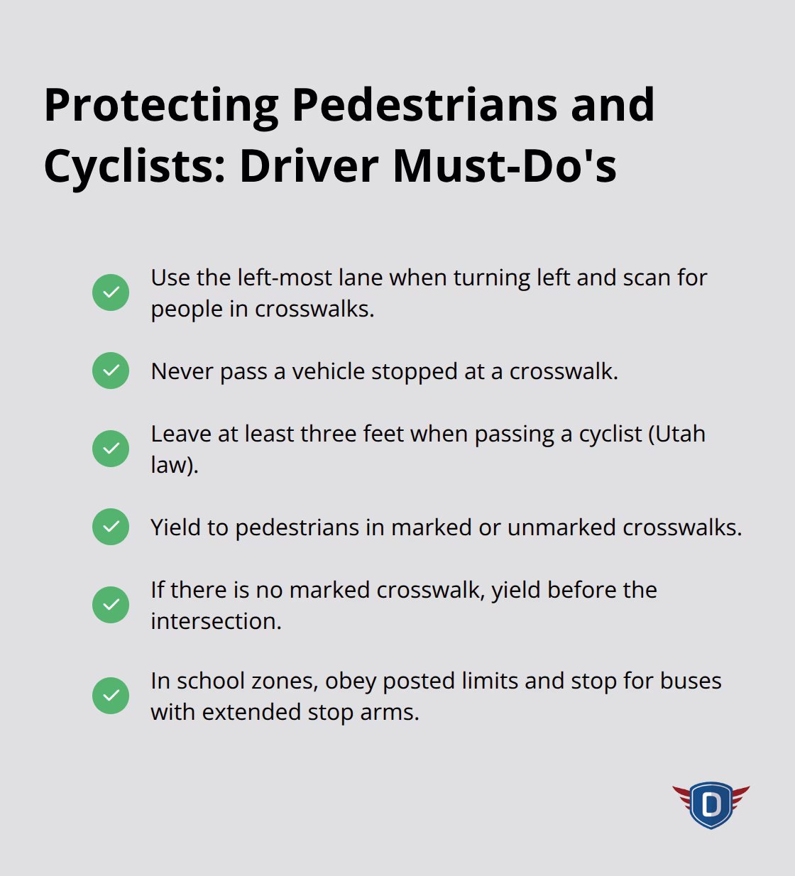 Key safety actions drivers should take to protect pedestrians and cyclists