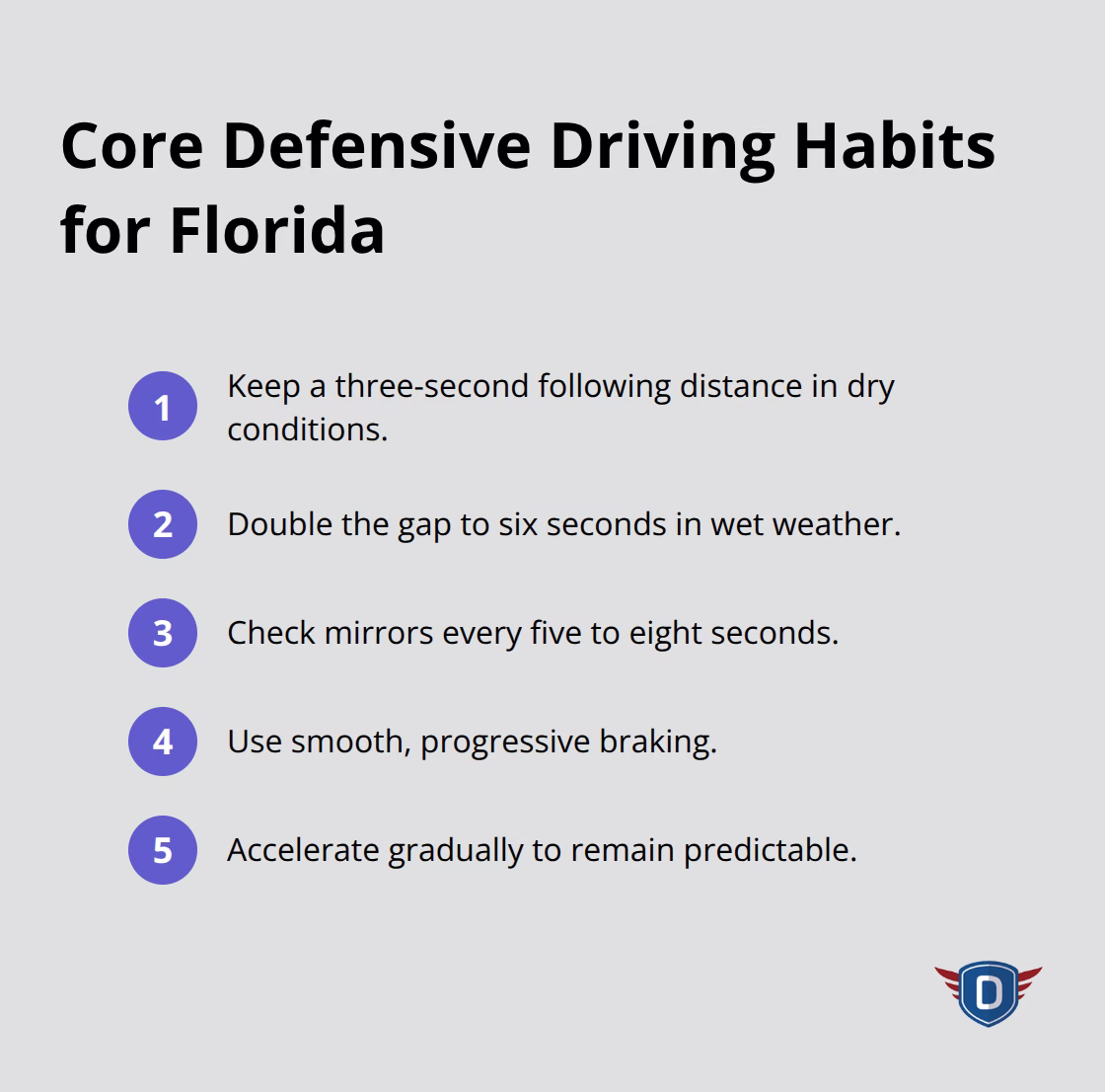 Compact list of essential defensive driving habits for Florida roads - defensive driving techniques florida