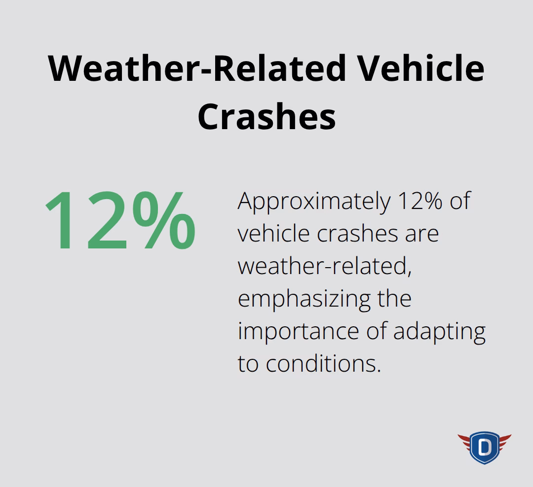 Percentage of vehicle crashes that are weather-related according to the Federal Highway Administration - defensive driving tips