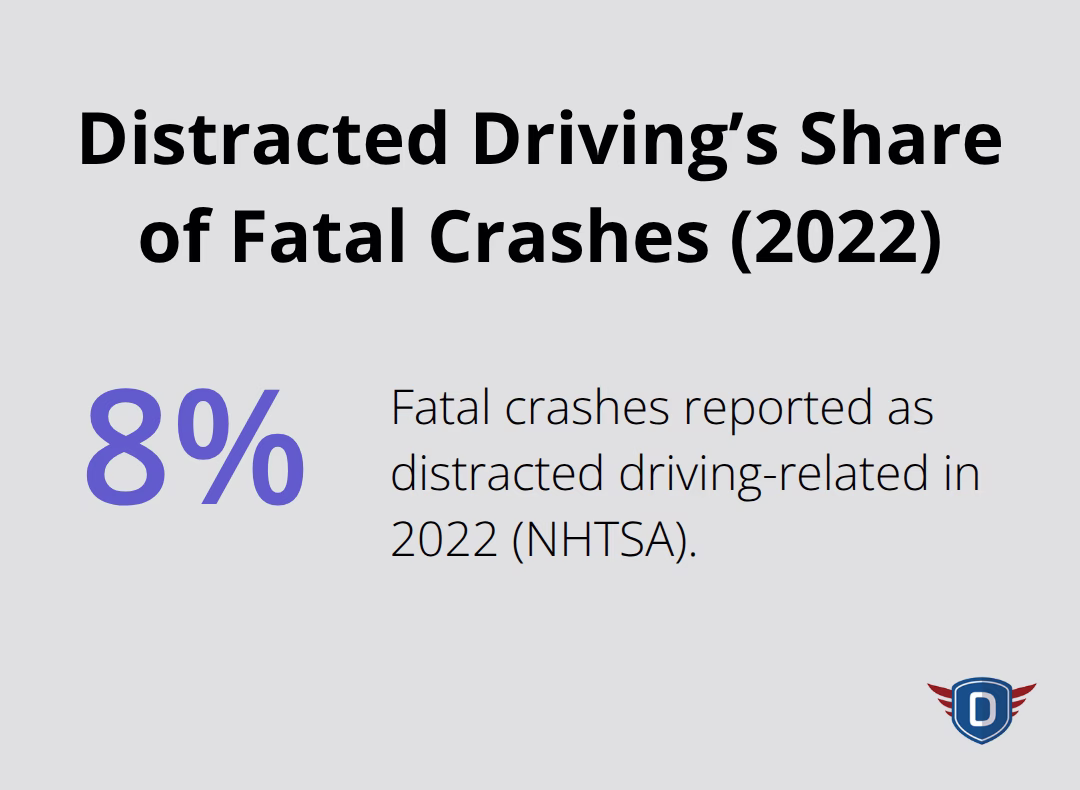 Percentage of U.S. fatal crashes linked to distracted driving in 2022 per NHTSA