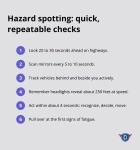 Compact checklist for spotting hazards early while driving. - Driver education safety tips