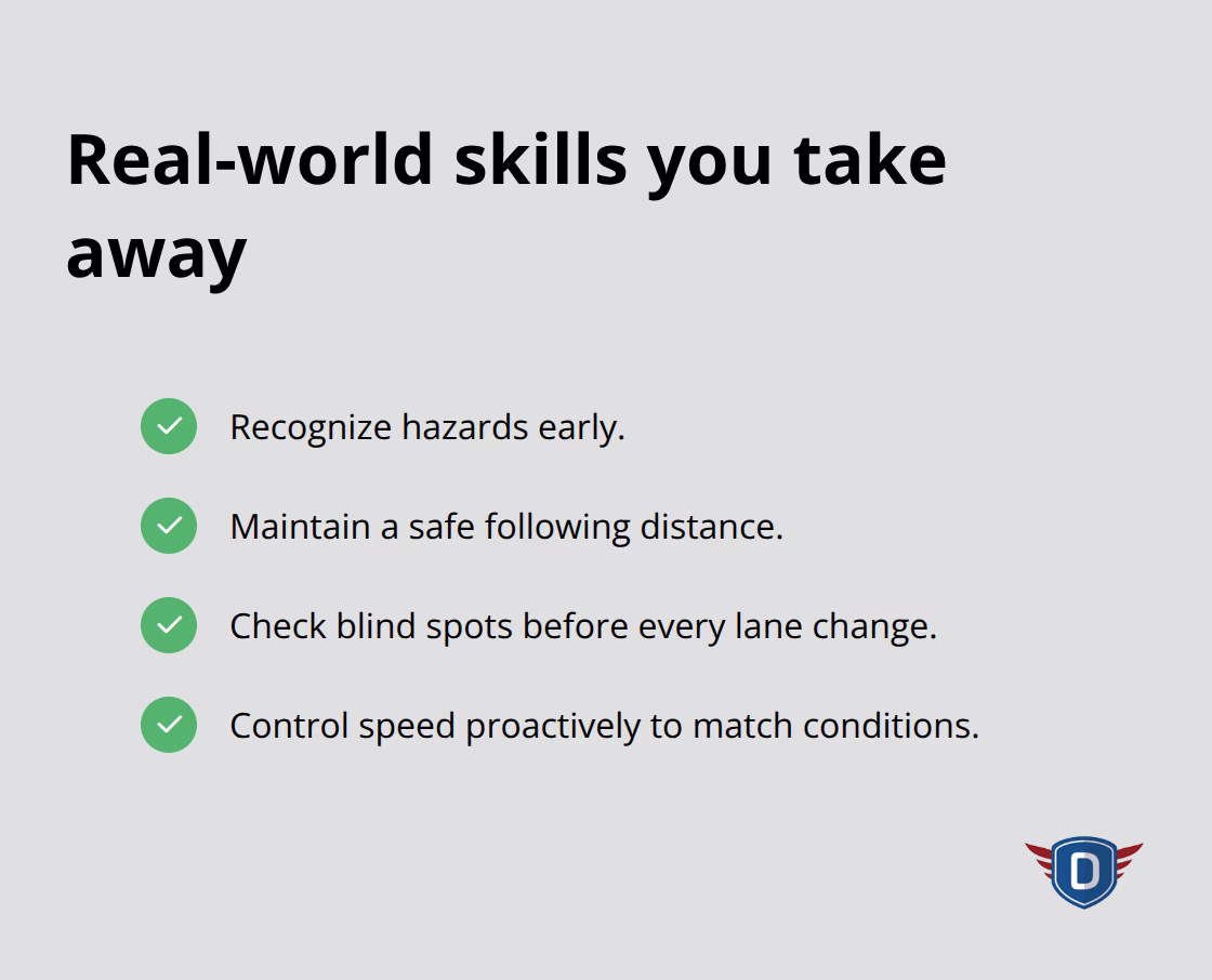 Checklist of core defensive driving skills that improve safety - Effective defensive driving