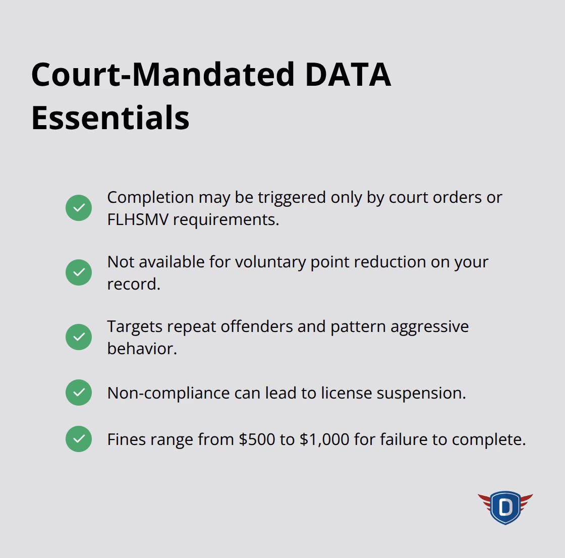 Key legal obligations for Florida DATA course in Florida, United States