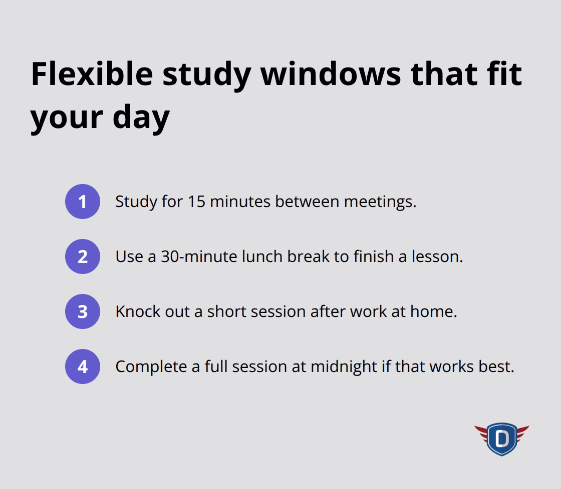 Compact list of short time blocks to complete mobile traffic school - Mobile friendly traffic school
