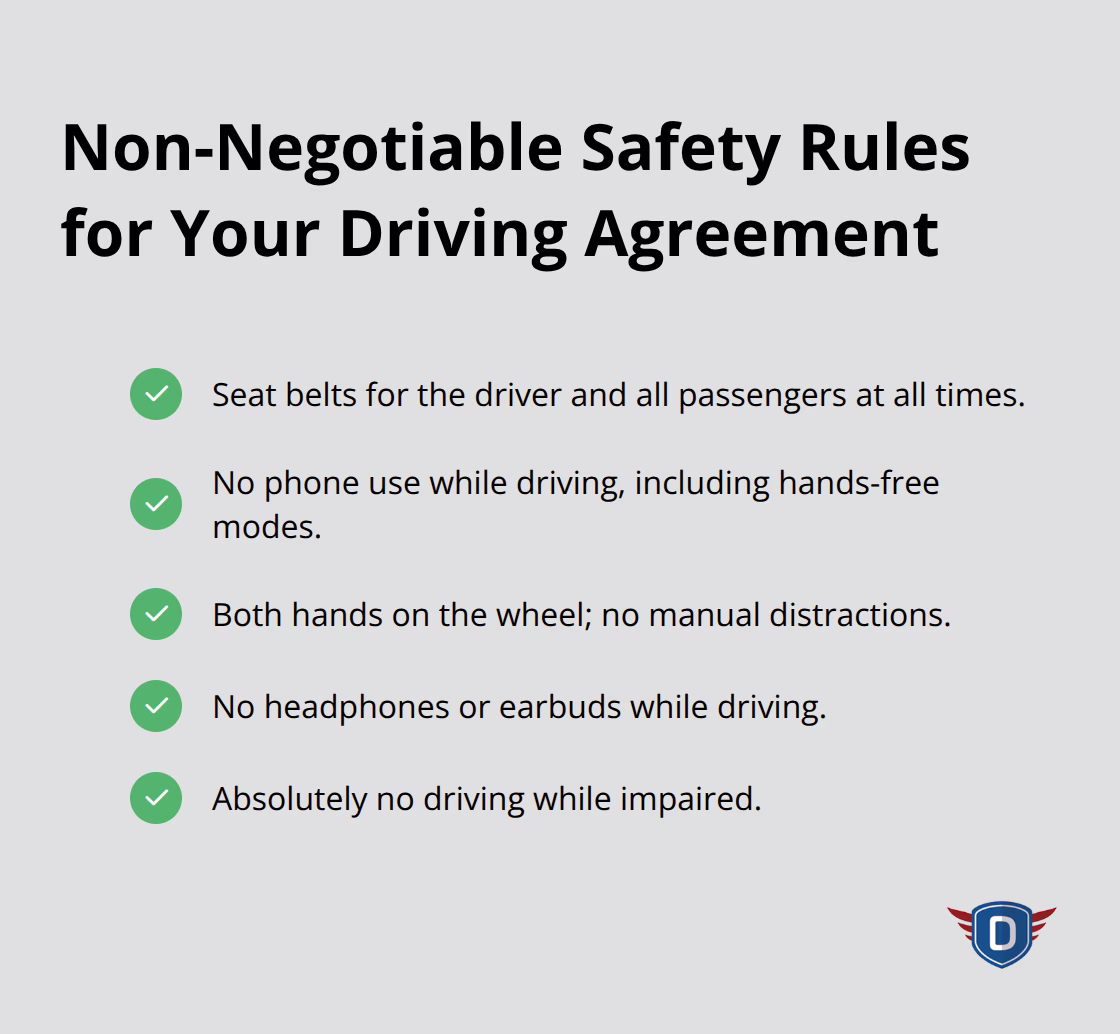 Checklist of essential rules for a parent-teen driving agreement