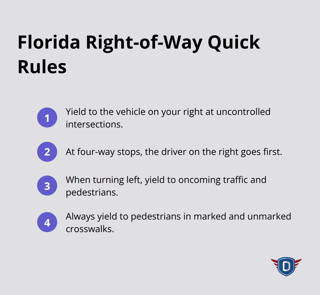 Key Florida right-of-way rules at intersections