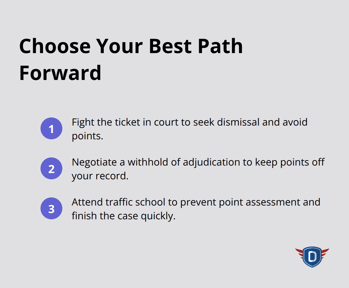 Three options after a Florida traffic ticket: court, withhold, or traffic school