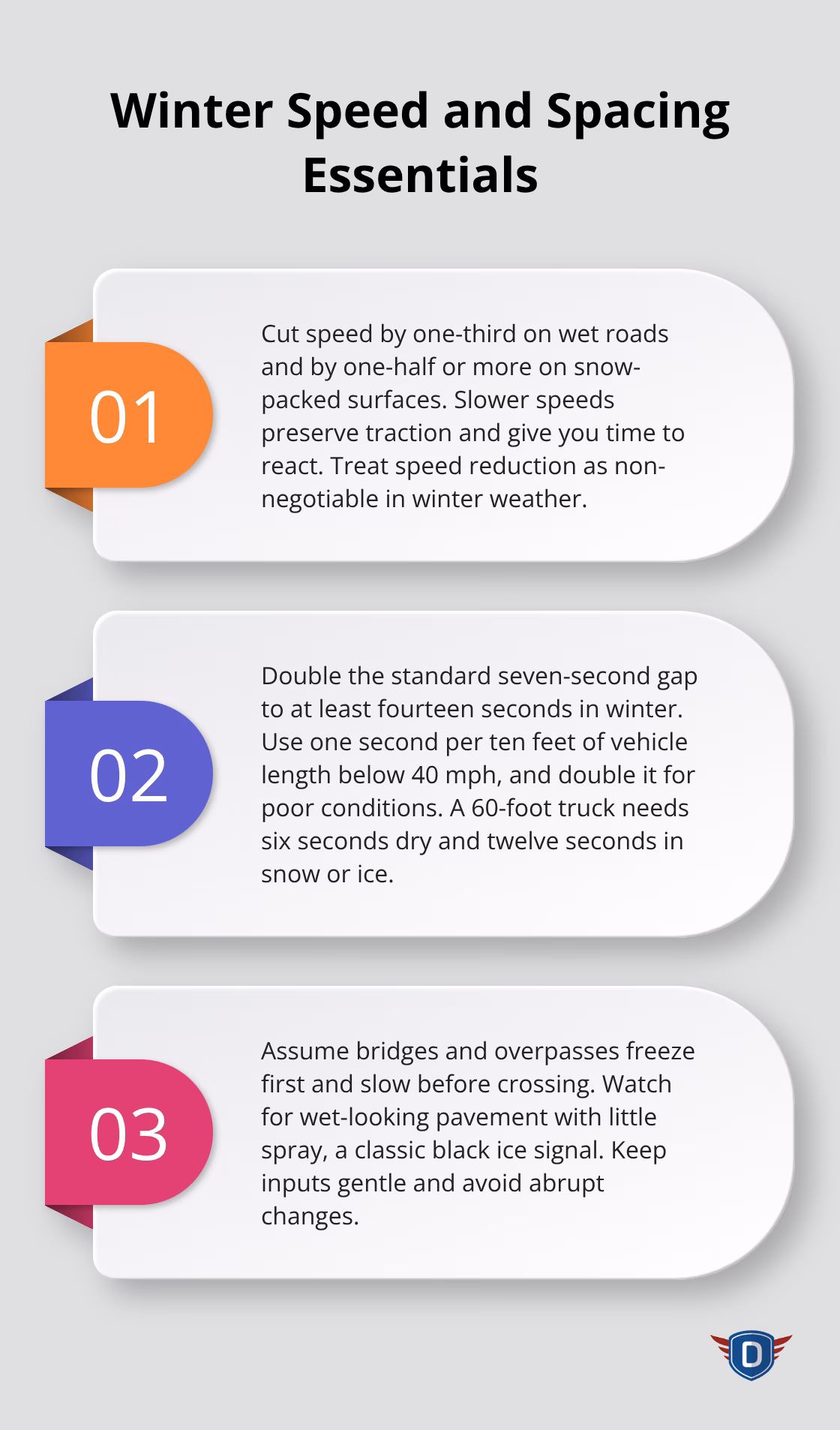 Three key rules for winter truck speed, following distance, and black ice awareness - winter truck driving safety tips
